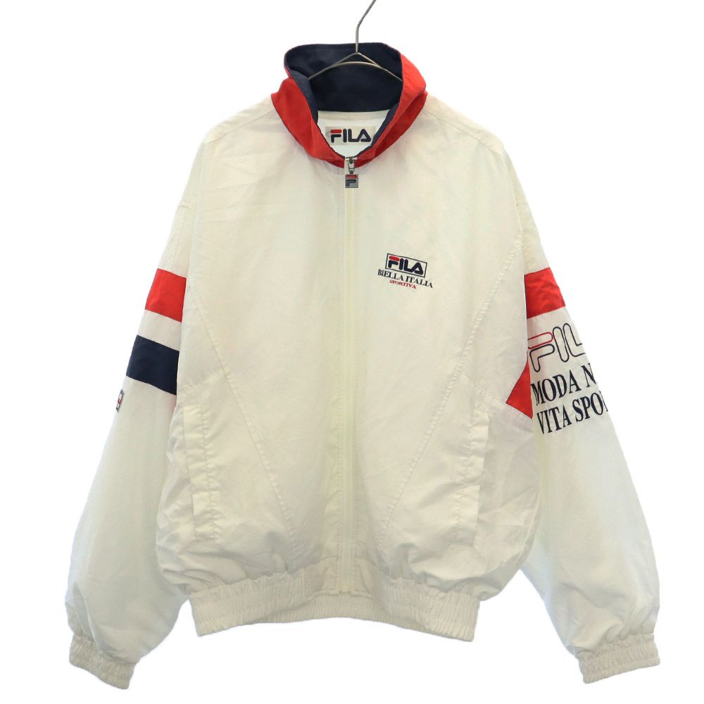 フィラ 90s ジップジャケット M ホワイト FILA 裏起毛 ロゴワッペン オールド ヴィンテージ メンズ