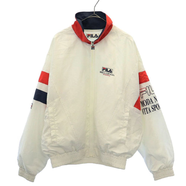 フィラ 90s ジップジャケット M ホワイト FILA 裏起毛 ロゴワッペン オールド ヴィンテージ メンズ