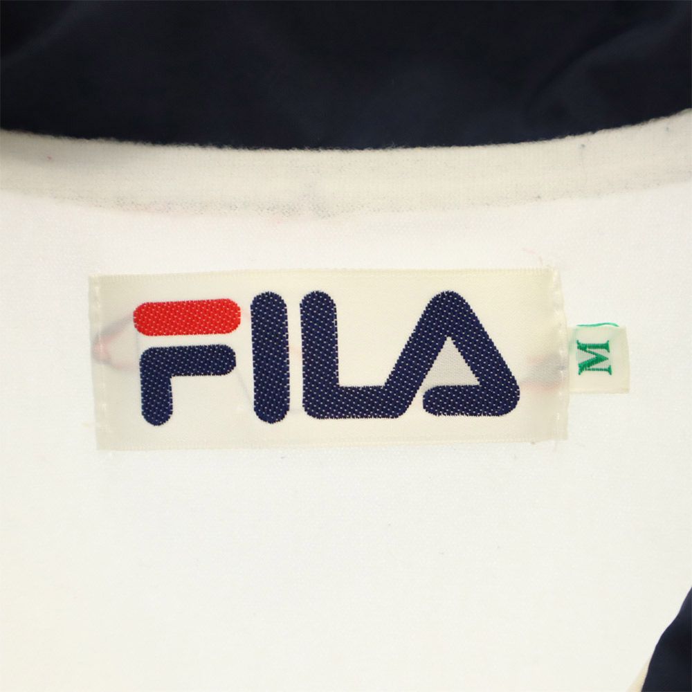 フィラ 90s ジップジャケット M ホワイト FILA 裏起毛 ロゴワッペン オールド ヴィンテージ メンズ