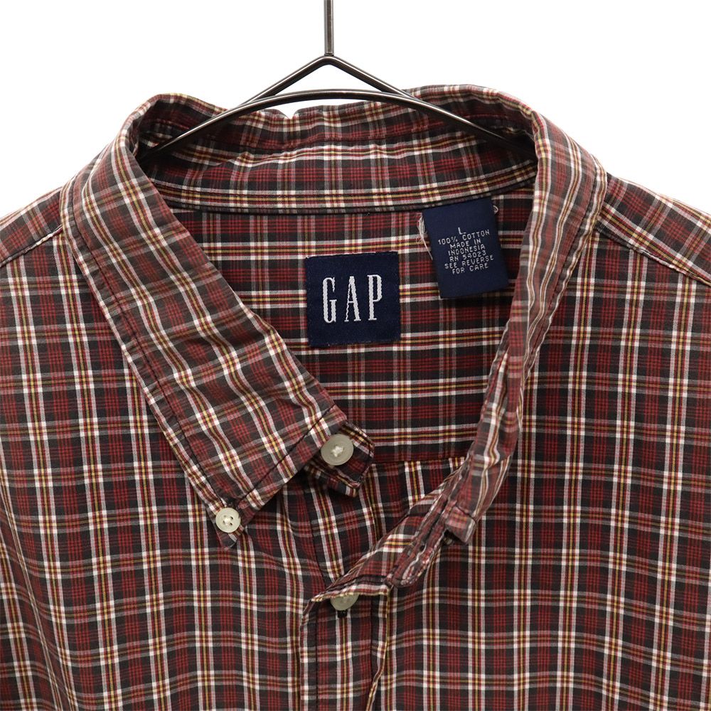 ギャップ 90s チェック 長袖 ボタンダウンシャツ L レッド系 GAP オールド ヴィンテージ メンズ