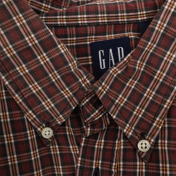 ギャップ 90s チェック 長袖 ボタンダウンシャツ L レッド系 GAP オールド ヴィンテージ メンズ