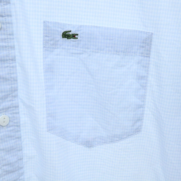 ラコステ チェック柄 半袖 ボタンダウンシャツ 2 ブルー系 LACOSTE メンズ