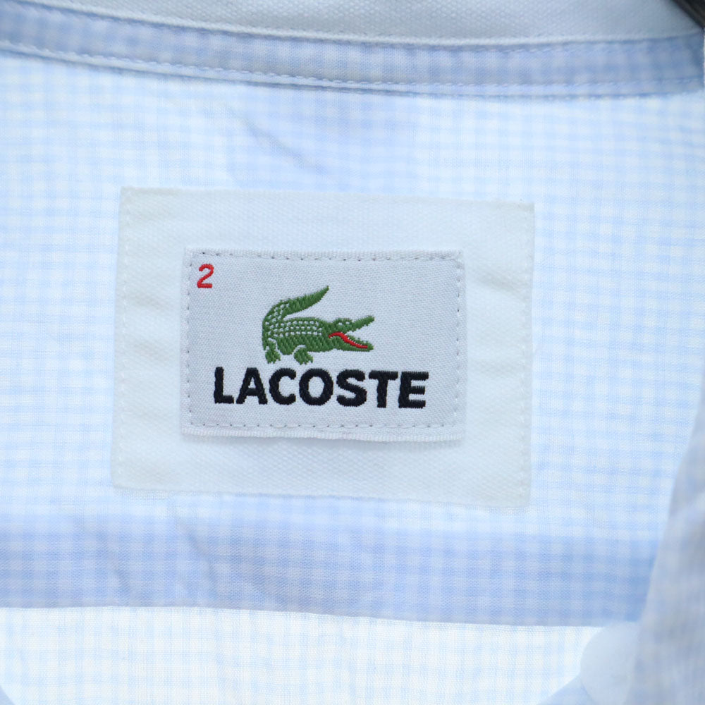 ラコステ チェック柄 半袖 ボタンダウンシャツ 2 ブルー系 LACOSTE メンズ