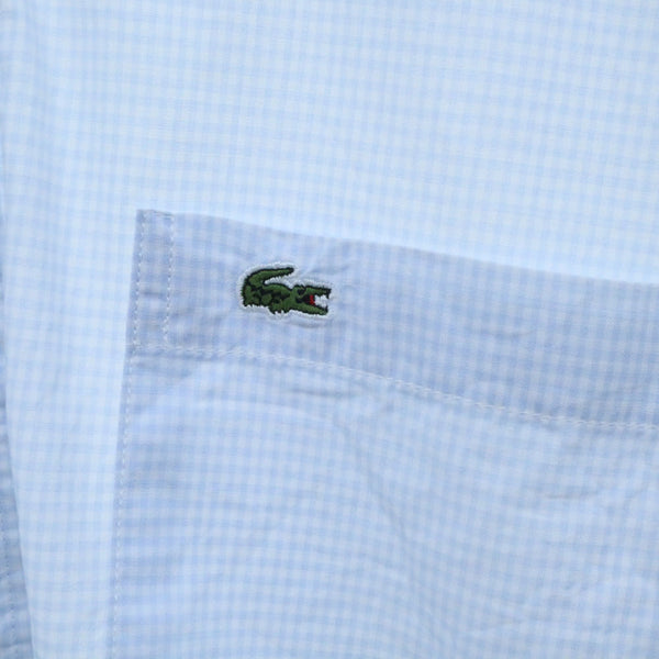 ラコステ チェック柄 半袖 ボタンダウンシャツ 2 ブルー系 LACOSTE メンズ