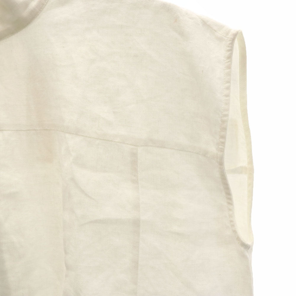 ザラウーマン 未使用 リネン ノースリーブ ブラウス S ホワイト ZARA WOMAN カットソー バックジップ プリーツ レディース