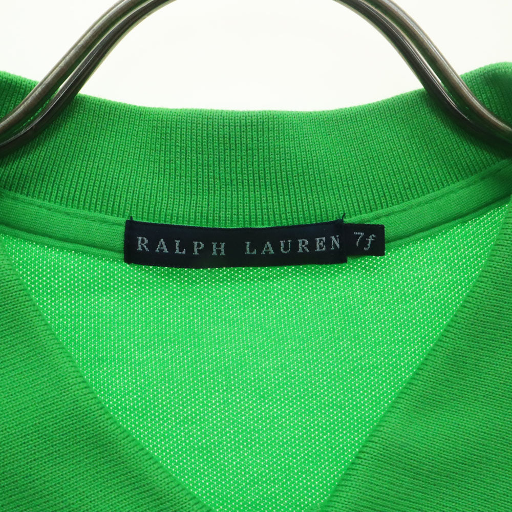 ラルフローレン ロゴビーズ 半袖 ポロシャツ 7f グリーン RALPH LAUREN 鹿の子地 レディース