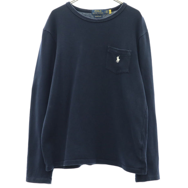 ポロラルフローレン 長袖 ポケット付 Tシャツ M ネイビー POLO RALPH LAUREN ロンT ポケT カスタムスリムフィット メンズ