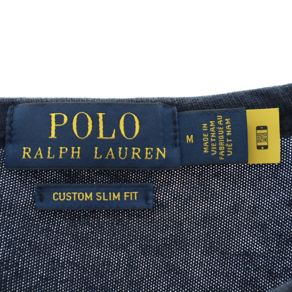 ポロラルフローレン 長袖 ポケット付 Tシャツ M ネイビー POLO RALPH LAUREN ロンT ポケT カスタムスリムフィット メンズ