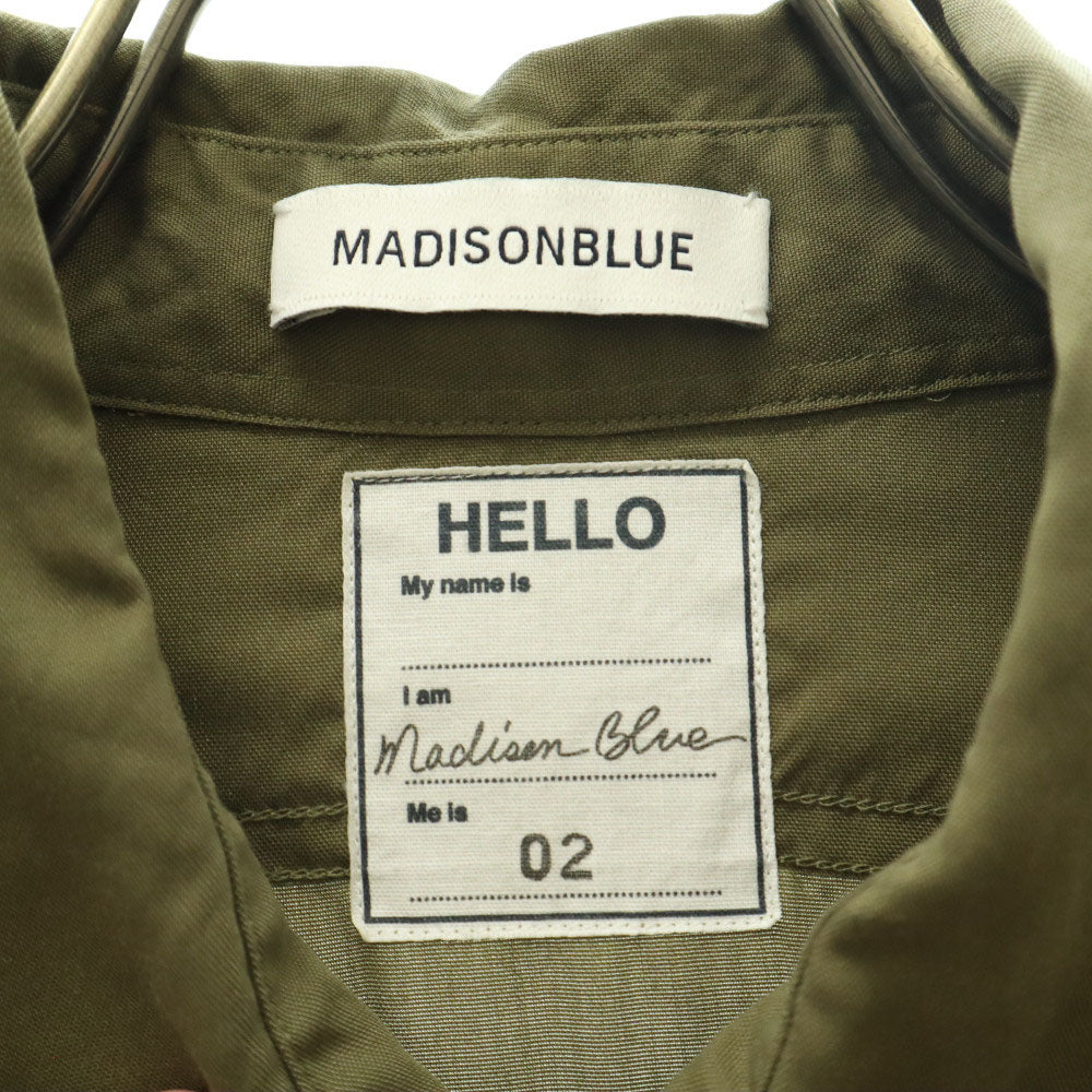 MADISON BLUE マディソンブルー 長袖 シャツ M グリーン ボタンフラップポケット レディース