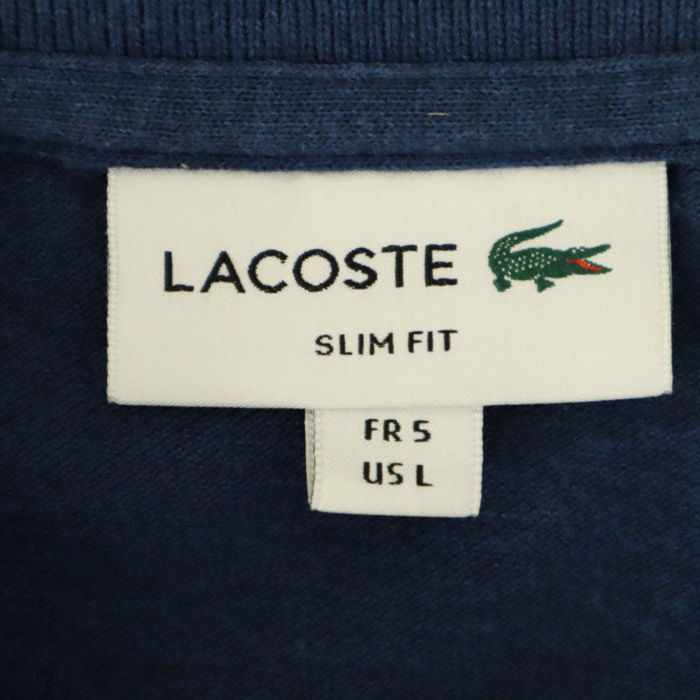 ラコステ 日本製 長袖 ポロシャツ 5 ブルー LACOSTE Slim Fit 鹿の子地 メンズ