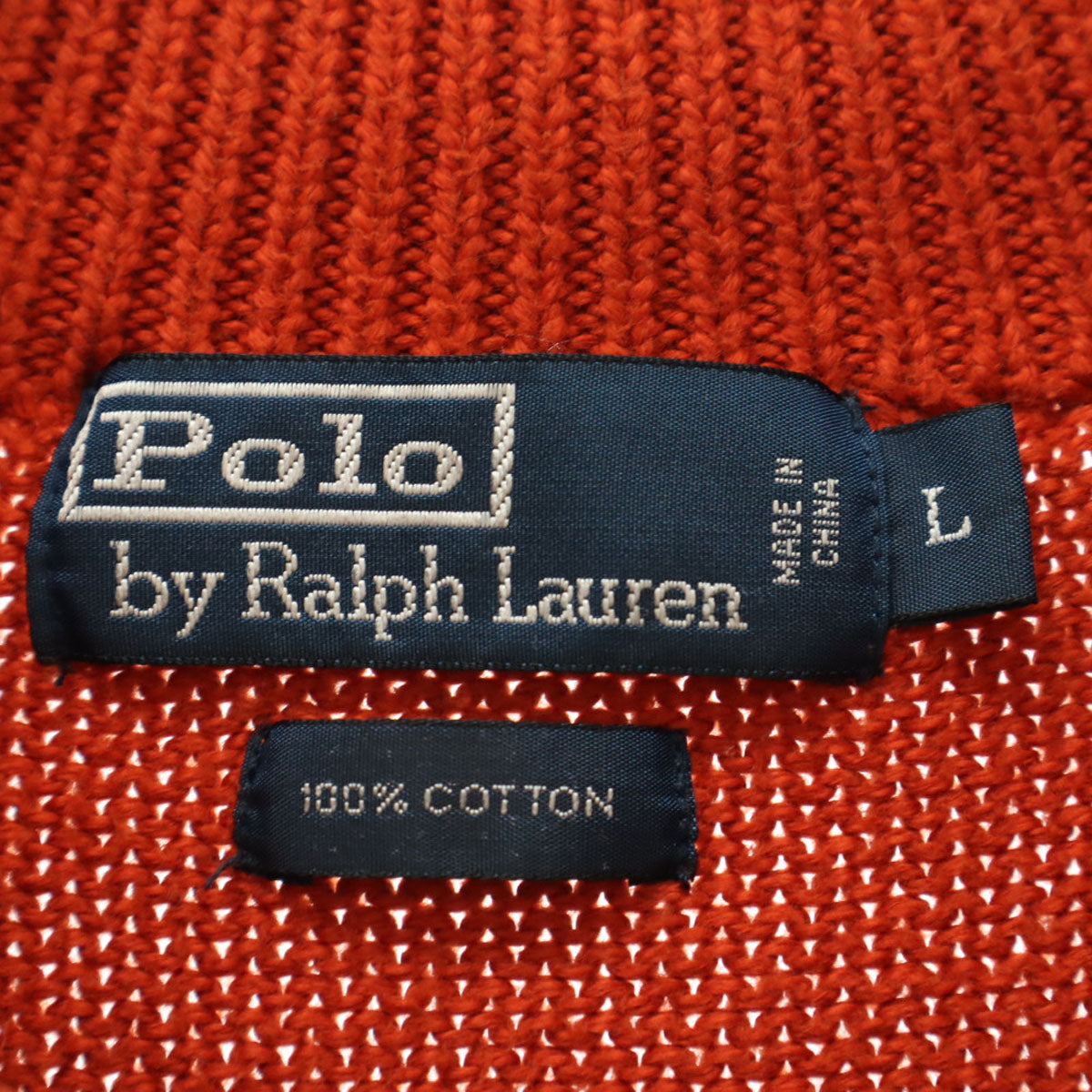 Polo by Ralph Lauren ポロバイラルフローレン 長袖 ハーフジップ コットン セーター L オレンジ メンズ
