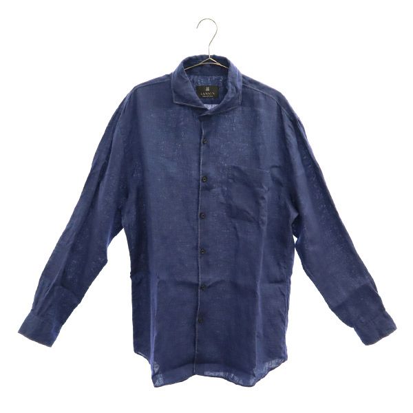 ランバン リネン 長袖 シャツ LB ブルー LANVIN メンズ