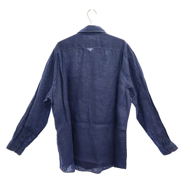 ランバン リネン 長袖 シャツ LB ブルー LANVIN メンズ