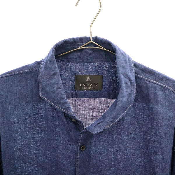 ランバン リネン 長袖 シャツ LB ブルー LANVIN メンズ