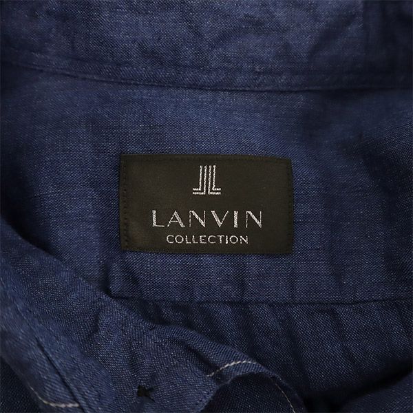 ランバン リネン 長袖 シャツ LB ブルー LANVIN メンズ