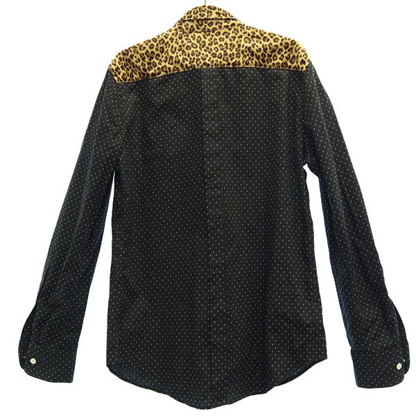 Young Machines ヤングマシーン レオパード柄×ドット柄 長袖 シャツ 3 ブラウン×ブラック メンズ