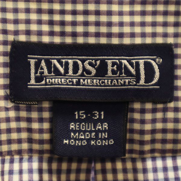 ランズエンド チェック柄 長袖 ボタンダウンシャツ 15-31 パープル系 LANDS' END メンズ