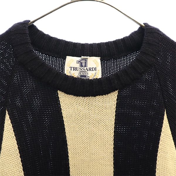 トラサルディ ジーンズ ウール 刺繍柄 長袖 セーター M ニット メンズ