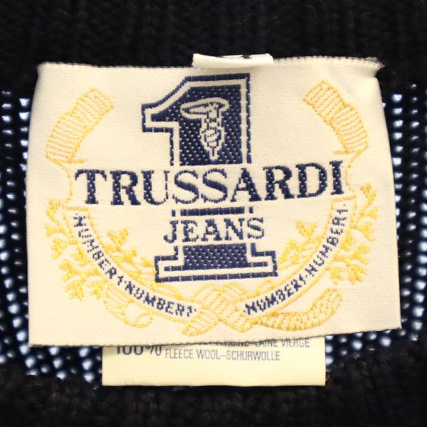 トラサルディ ジーンズ ウール 刺繍柄 長袖 セーター M ニット メンズ