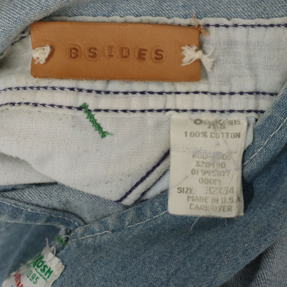 OSHKOSH オシュコシュ 80s USA製 ヴィンテージ 42タロン リメイク デニム オーバーオール W32 メンズ