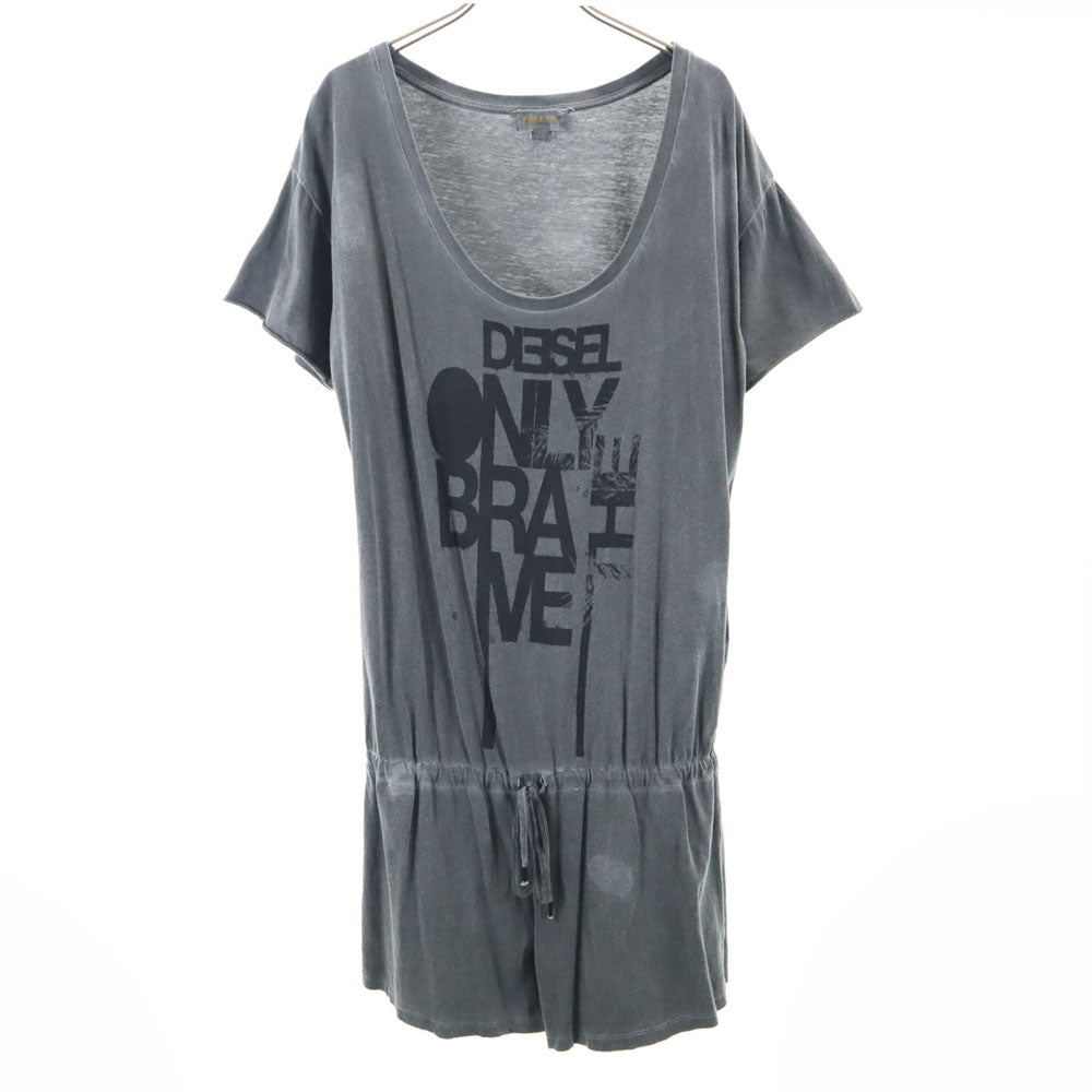 DIESEL ディーゼル ヴィンテージ加工 半袖 オールインワン S チャコールグレー つなぎ レディース