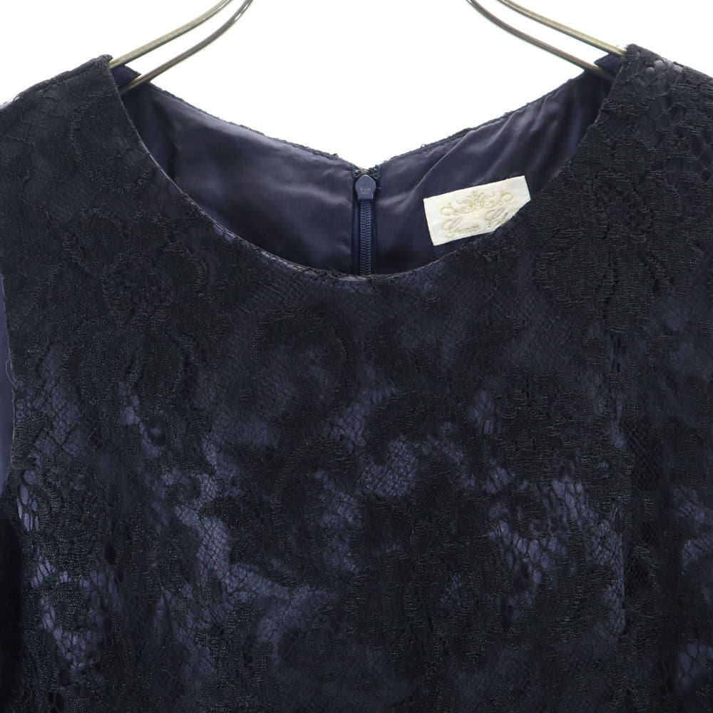 GRACE CLASS グレースクラス 日本製 ノースリーブ オールインワン 36 ネイビー つなぎ レディース