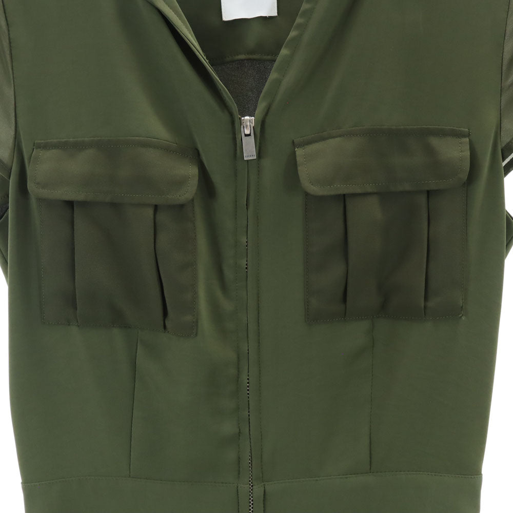 AMERI UNDRESSED アメリ 半袖 オールインワン M カーキ フレンチスリーブ つなぎ ジャンプスーツ レディース