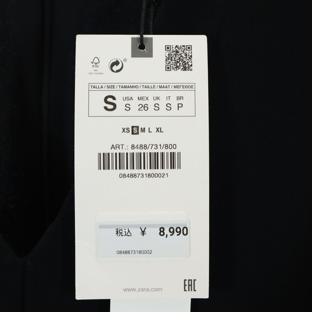 ZARA ザラ 半袖 オールインワン S ブラック フレンチスリーブ つなぎ ジャンプスーツ レディース