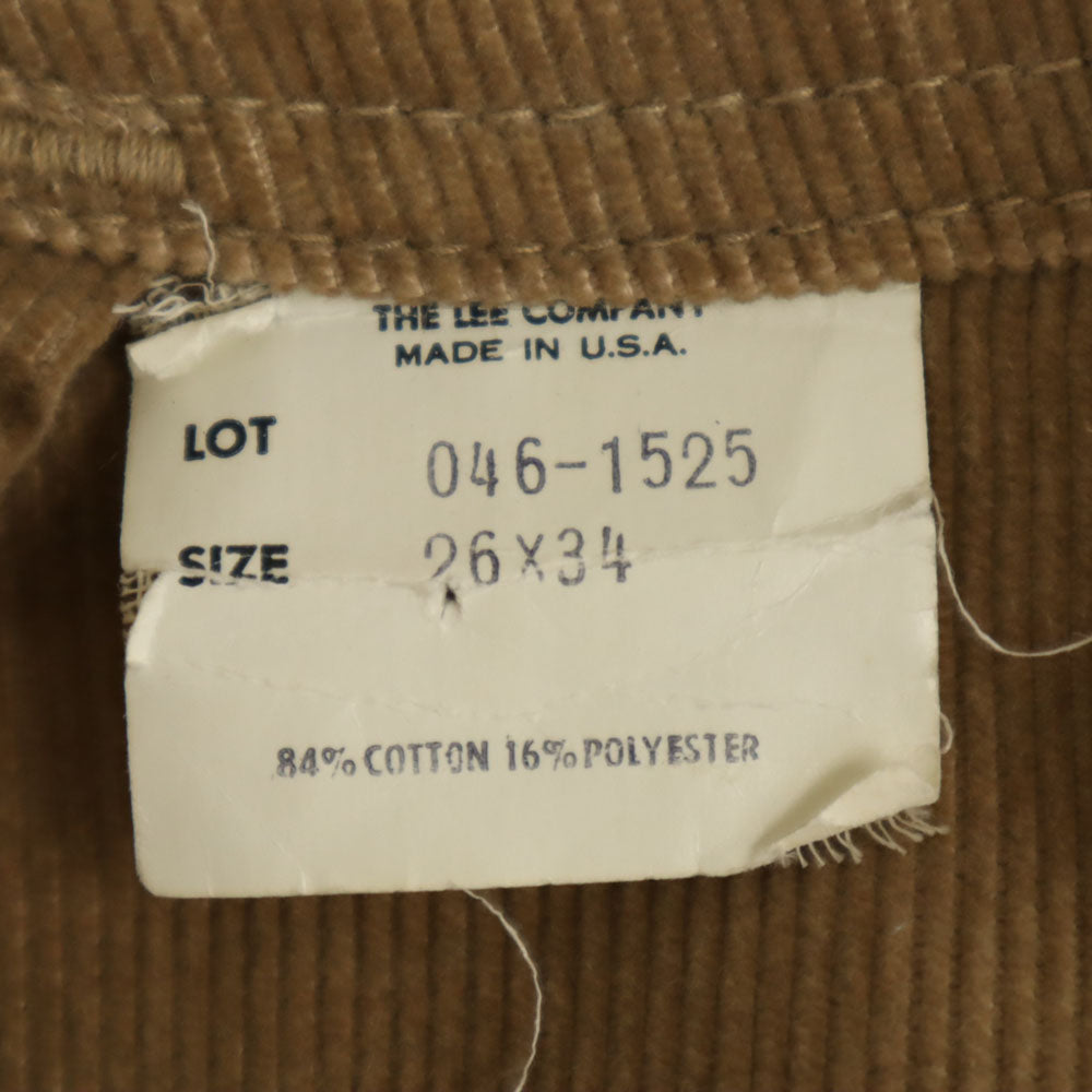 未使用 Lee リー 80s ヴィンテージ デッドストック フラッシャー付き コーデュロイ オーバーオール ｗ26 ベージュ レディース