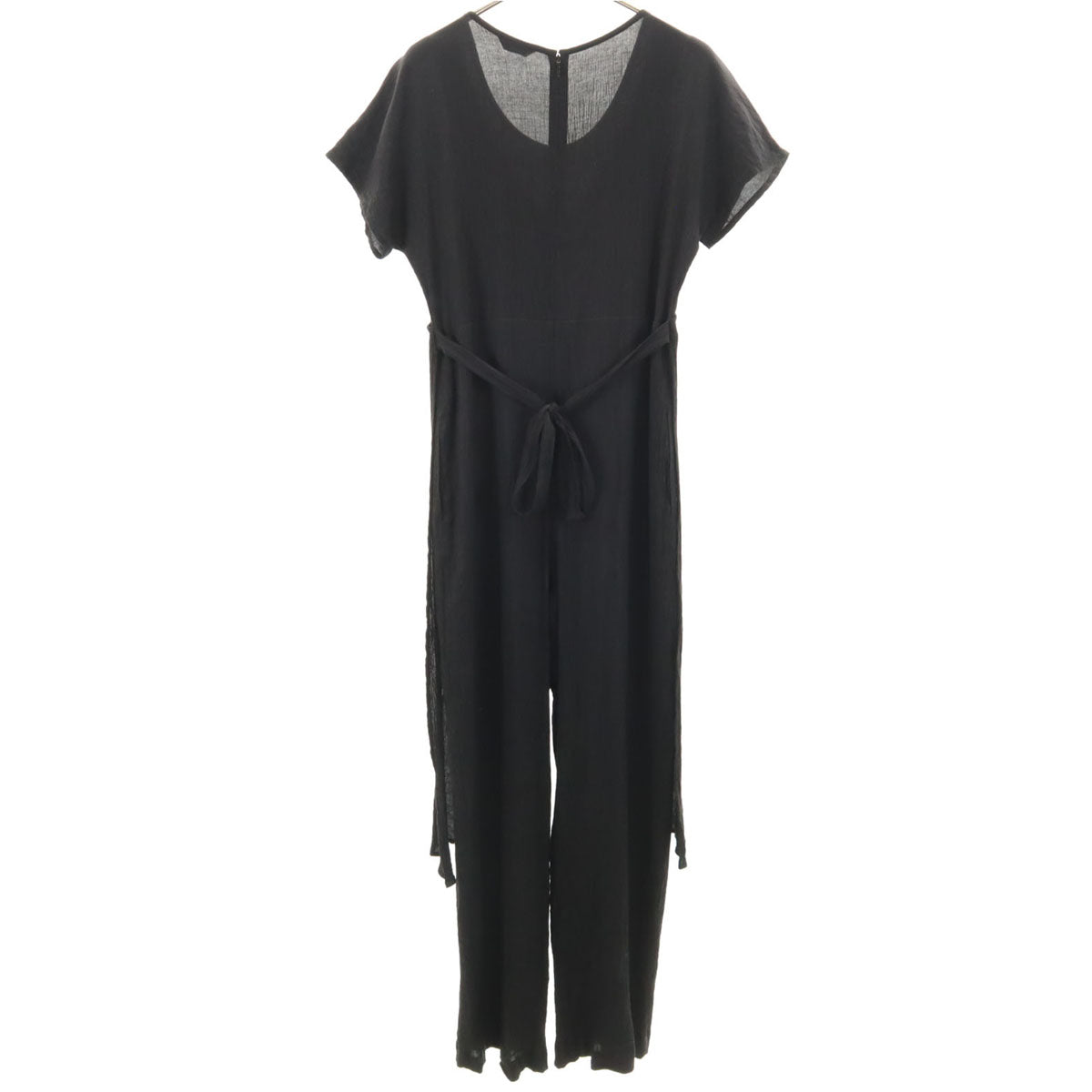 CLANE クラネ シワ加工 レイヤード オールインワン 1 ブラック つなぎ フレンチスリーブ レディース