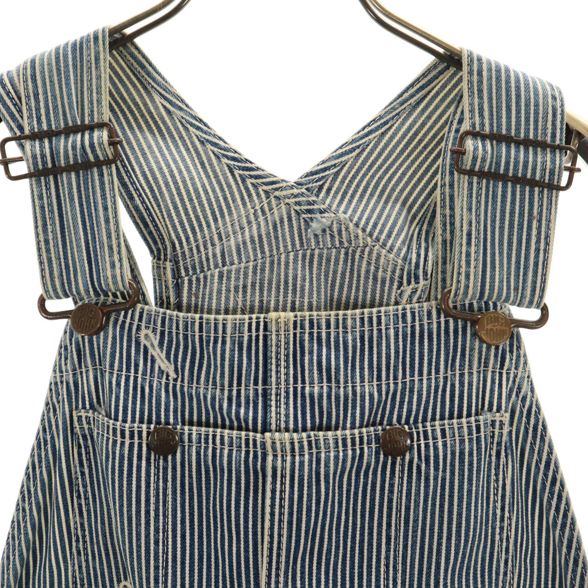 BIG JOHN ビッグジョン ヒッコリー オーバーオール ネイビー系 レディース