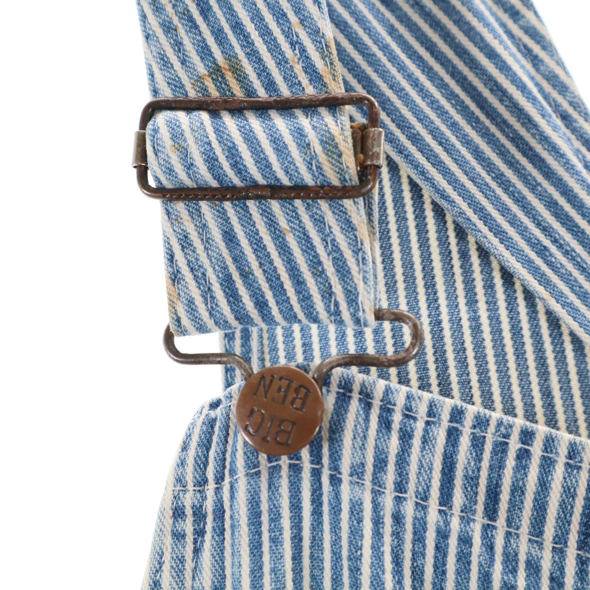 BIG BEN ビッグベン 80s USA製 ヴィンテージ ヒッコリー オーバーオール W34 ネイビー系 BY WRANGLER メンズ