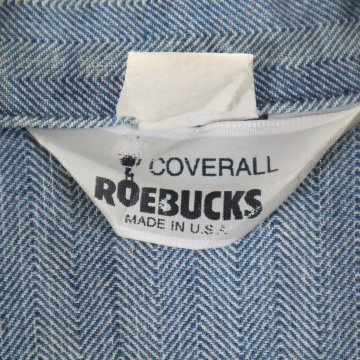 ROEBUCKS ローバックス 90s オールド USA製 ヘリンボーン 長袖 ワークオールインワン つなぎ ネイビー カバーオール メンズ
