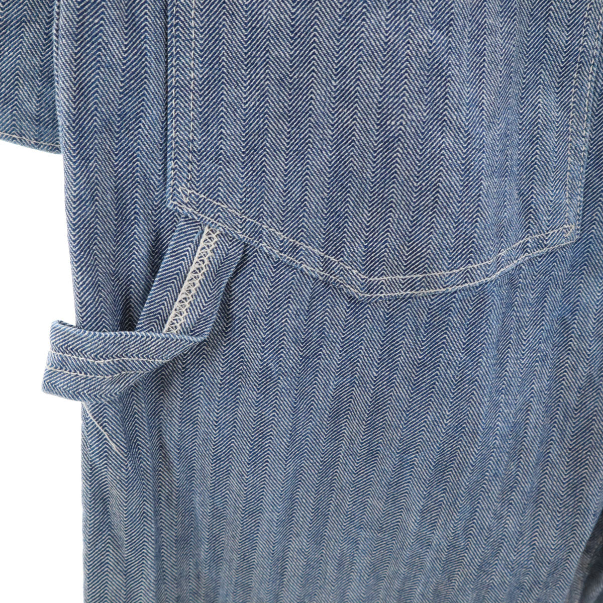 KEY キー 80s ヴィンテージ USA製 ヘリンボーン 長袖 ワークオールインワン つなぎ 34 ネイビー TARONジップ メンズ