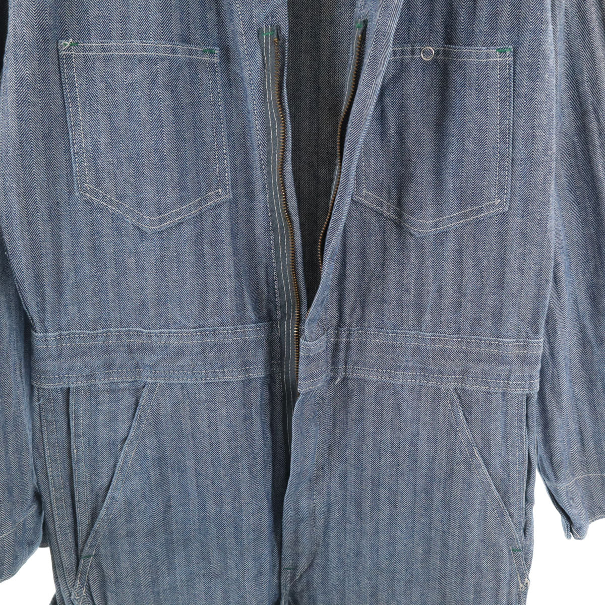 KEY キー 80s ヴィンテージ USA製 ヘリンボーン 長袖 ワークオールインワン つなぎ 34 ネイビー TARONジップ メンズ