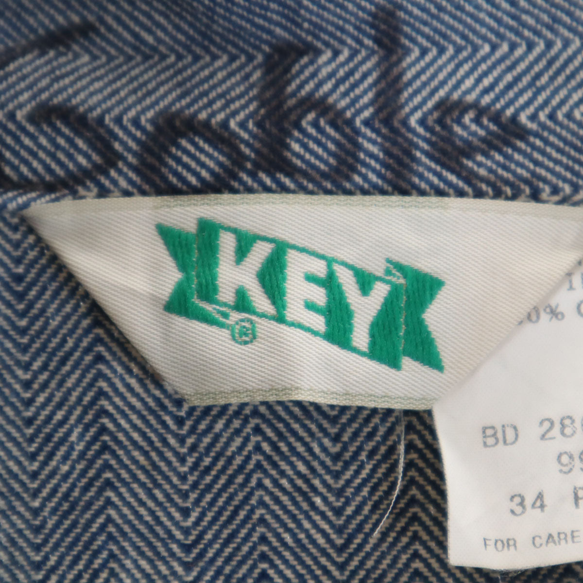 KEY キー 80s ヴィンテージ USA製 ヘリンボーン 長袖 ワークオールインワン つなぎ 34 ネイビー TARONジップ メンズ