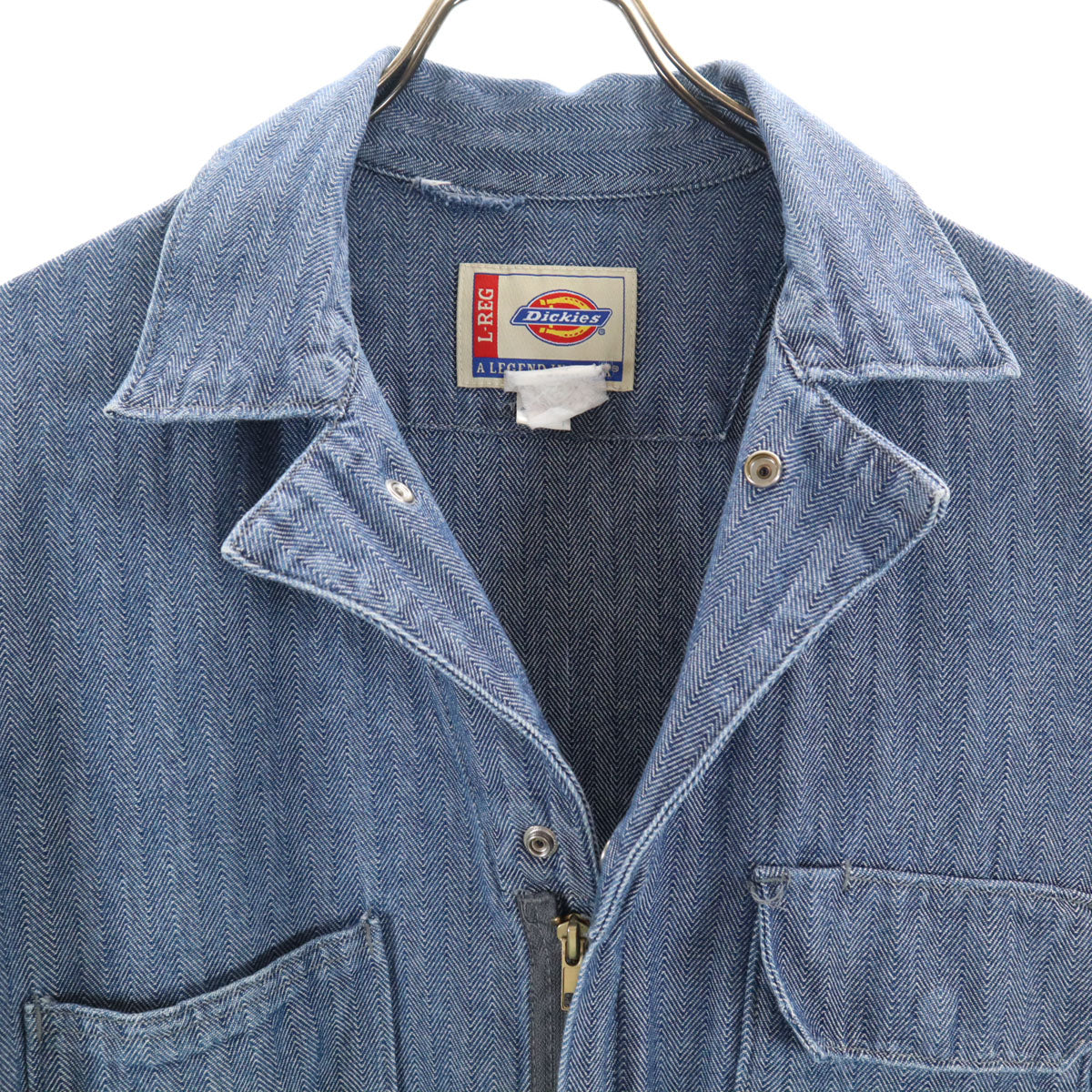 Dickies ディッキーズ 90s オールド ヘリンボーン 長袖 ワークオールインワン つなぎ L ネイビー メンズ