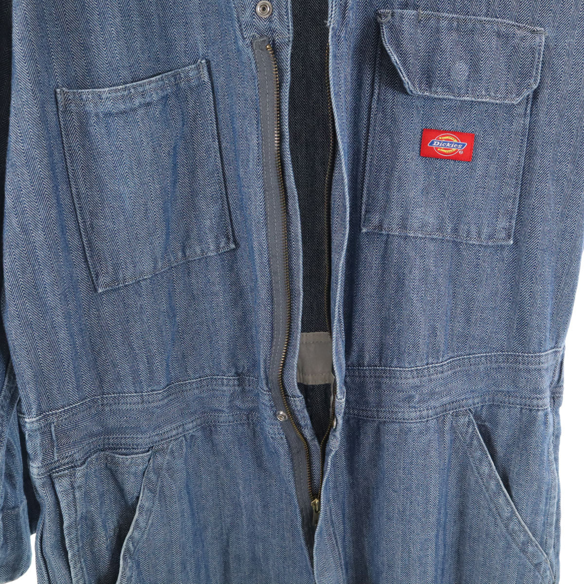 Dickies ディッキーズ 90s オールド ヘリンボーン 長袖 ワークオールインワン つなぎ L ネイビー メンズ