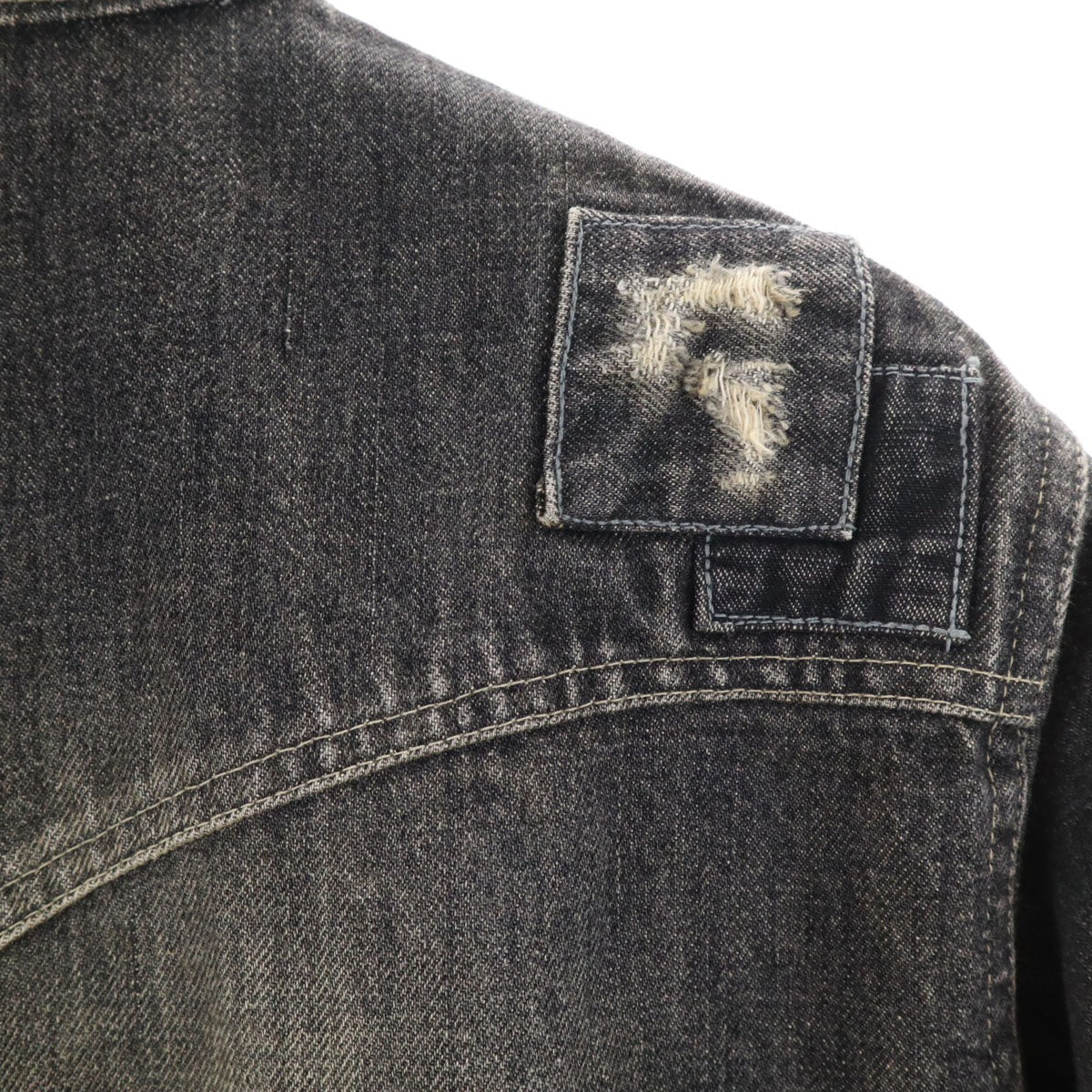 glamb グラム 長袖 ヴィンテージ加工 デニム ワークオールインワン つなぎ 2 グレー メンズ