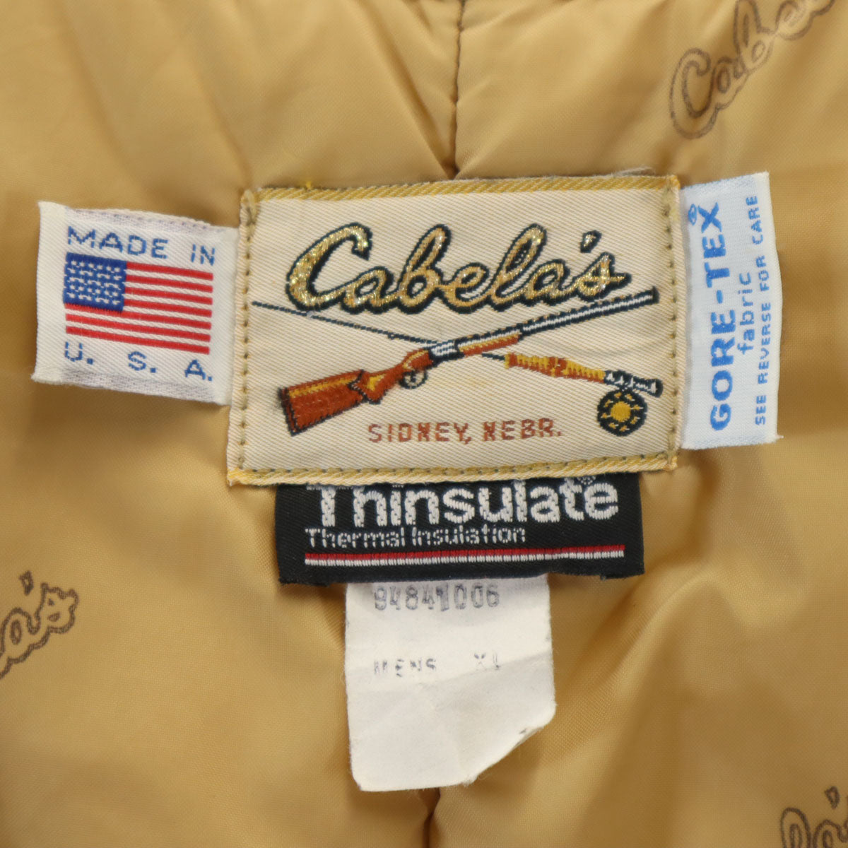 CABELA'S カベラス 80s 90s USA製 オールド 総柄 オーバーオール XL イエロー系 アウトドア メンズ