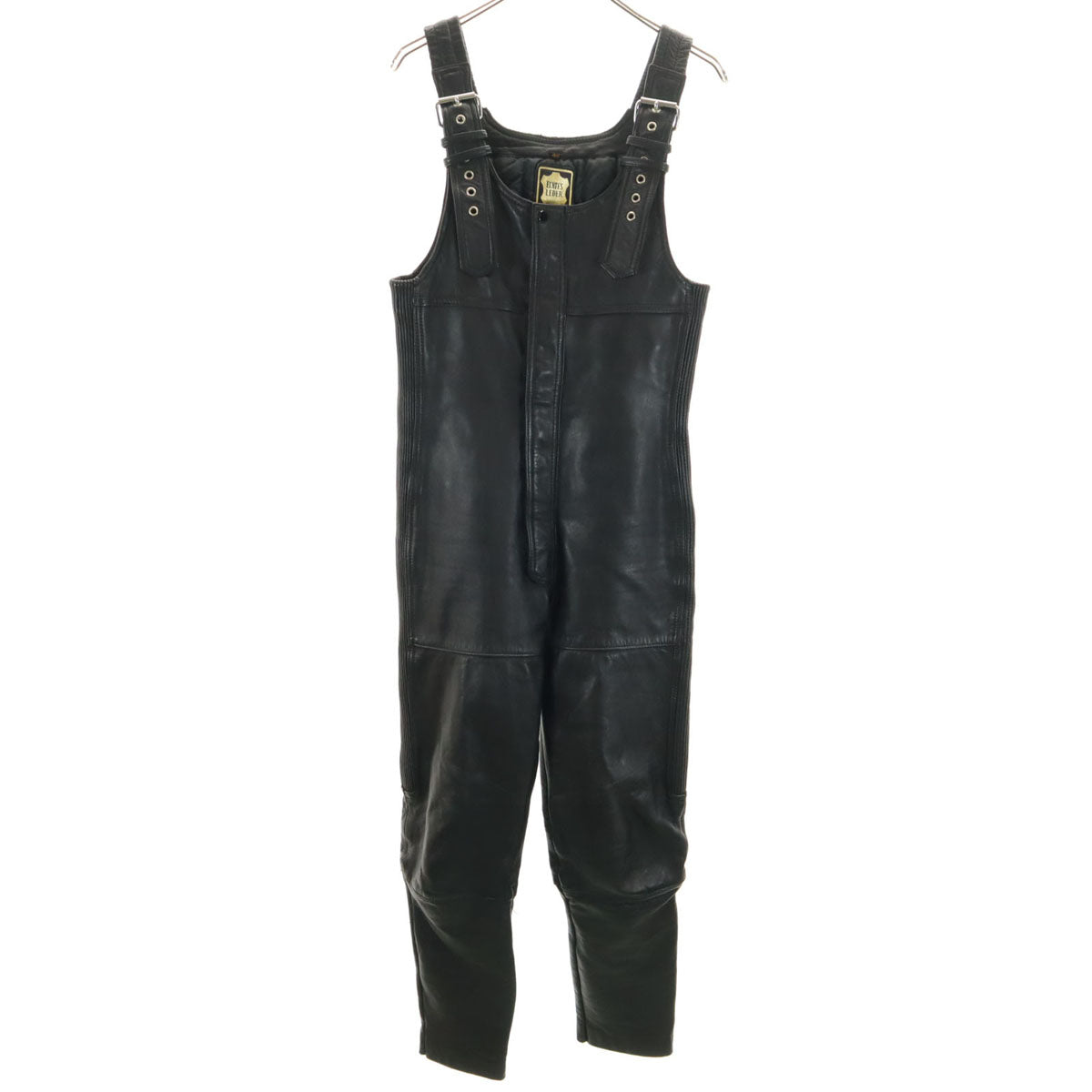 本革レザー オーバーオール 40 ブラック レディース