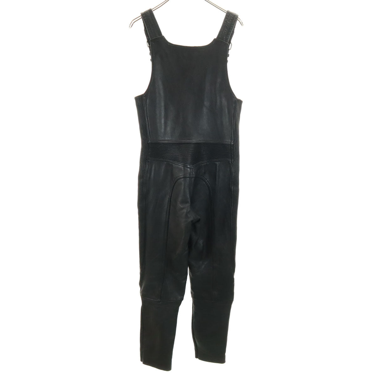 本革レザー オーバーオール 40 ブラック レディース