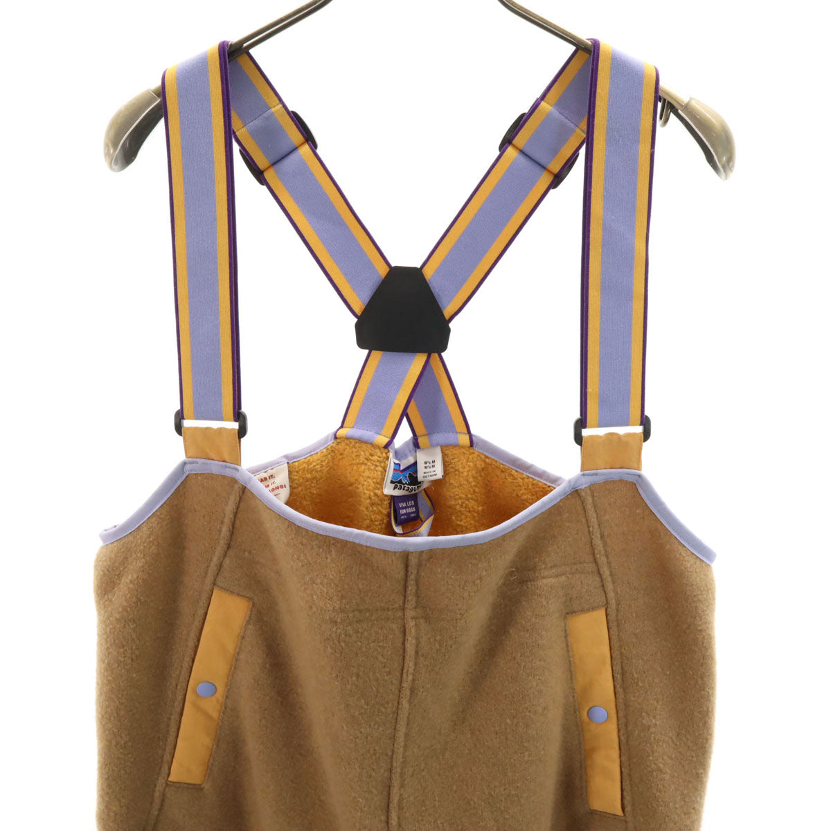 美品 patagonia パタゴニア ナチュラル ブレンド ビブ フリース オーバーオール M ベージュブラウン 21740FA23 アウトドア ユニセックス メンズ