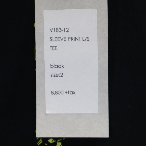 未使用 バースト222 18ss 日本製 スリーブプリント 長袖 スウェット トレーナー 2 ブラック VAST222 メンズ