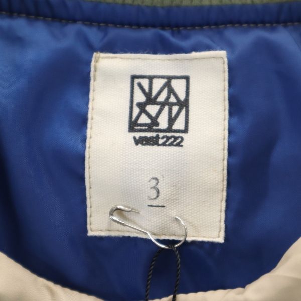 未使用 VAST222 バースト222 19AW 日本製 中綿ジャケット 3 グリーン プルオーバー メンズ