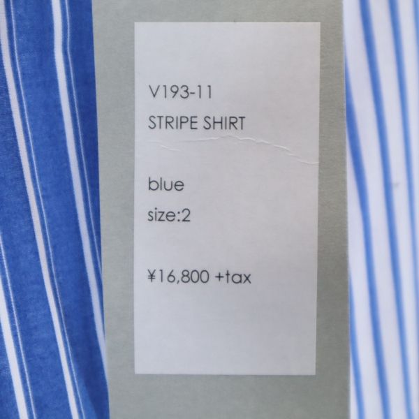 未使用 VAST222 バースト222 19ss 日本製 ストライプ 長袖 シャツ 2 ブルー メンズ