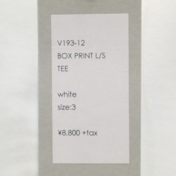 未使用 バースト222 19ss 日本製 プリント 長袖 スウェット トレーナー 3 ホワイト VAST222 メンズ