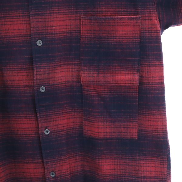 未使用 VAST222 バースト222 18AW 日本製 チェック柄 長袖 シャツジャケット 2 赤×紺 メンズ