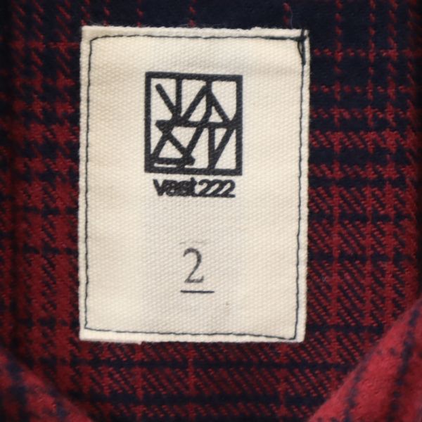 未使用 VAST222 バースト222 18AW 日本製 チェック柄 長袖 シャツジャケット 2 赤×紺 メンズ