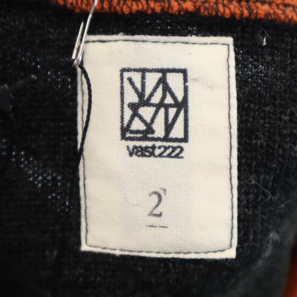 未使用 VAST222 バースト222 19AW 日本製 バイカラー Vネック ニットベスト 2 黒×オレンジ メンズ